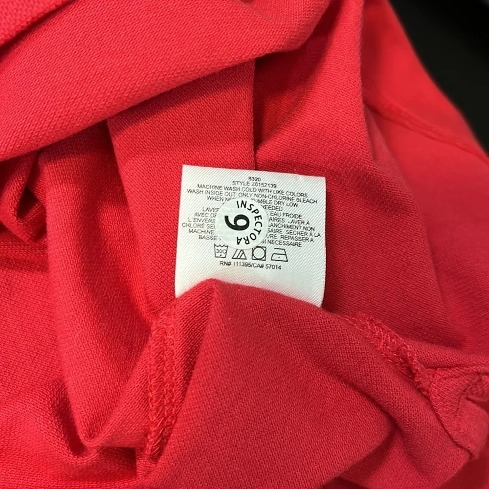 Tory Burch Lidia Ruffled Polo Shirt Red With Gold Logo Buttons Top Sz M